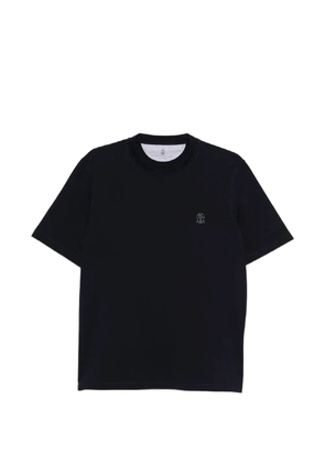 Brunello Cucinelli logo-embroidered T-shirt - Blue