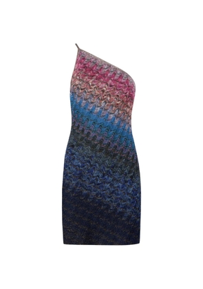 Missoni one-shoulder Zigzag-knit dress - Blue