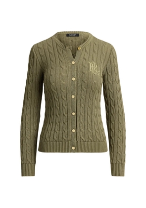 Lauren Ralph Lauren cable-knit logo-embroidered cardigan - Green