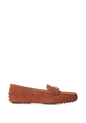 Lauren Ralph Lauren Barnsbury logo-plaque suede loafers - Orange
