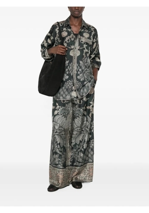 Pierre-Louis Mascia baroque-print wide-leg pants - Black