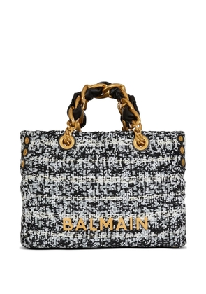 Balmain small 1945 soft tweed tote bag - Black