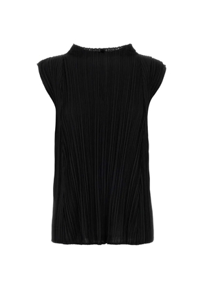 Pleats Please Issey Miyake pleated sleeveless blouse - Black
