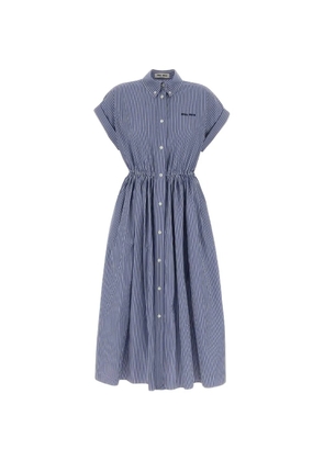 Miu Miu striped elasticated-waist midi dress - Blue