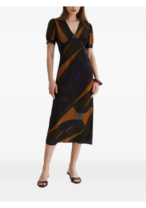 FRAMBOISE Brodie abstract-print midi dress - Black