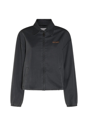 Miu Miu logo-embroidered zip-up jacket - Grey