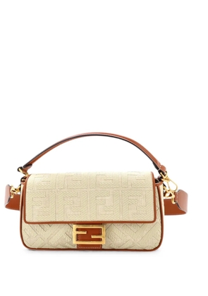 Fendi Pre-Owned Baguette NM Bag Zucca Embroidered Raffia Medium crossbody bag - Neutrals