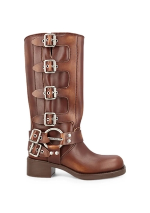 Miu Miu buckle-detail leather boots - Brown