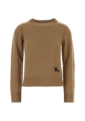 Burberry logo-patch ribbed-trim sweater - Brown