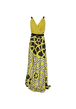 Maestri geometric-pattern bead-embellished maxi dress - Green