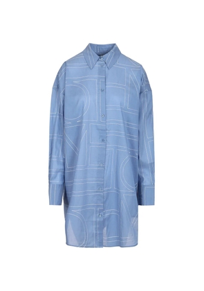 TOTEME monogram-embroidered mini dress - Blue
