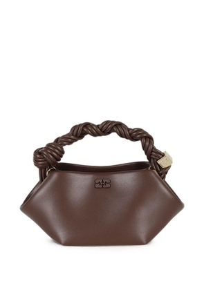 GANNI mini Bou braided-handle tote bag - Brown