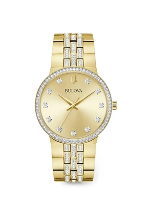 Bulova crystal-embellished 40mm watch - Gold