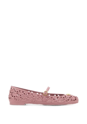 Valentino Garavani Ondette VLogo Signature cutout ballet flats - Pink