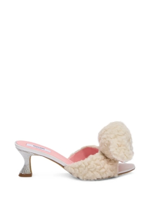 Moschino teddy-bear crystal-embellished mules - Neutrals