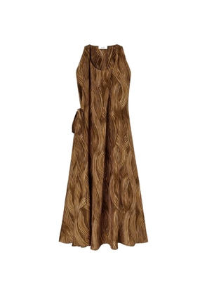 RETORI printed silk midi dress - Brown