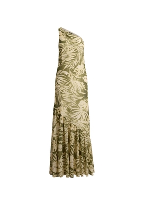 Lauren Ralph Lauren palm-print one-shoulder maxi dress - Green