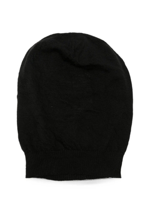 Rick Owens fine-knit ribbed-trim beanie hat - Black
