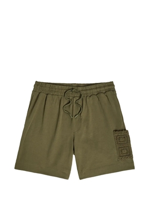 CHÉ Inigo crochet-patch drawstring cotton shorts - Green