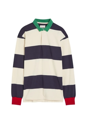 Drake's striped long-sleeve polo shirt - Neutrals