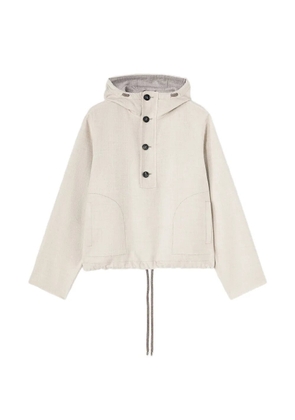 RETORI drawstring-hem wool hoodie - Neutrals