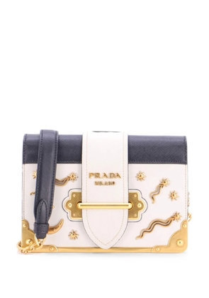 Prada Pre-Owned Cahier Embellished Leather Small crossbody bag - White