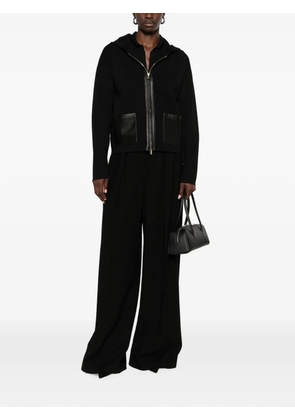 Max Mara leather-pocket hoodie - Black
