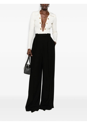 Elisabetta Franchi toggle-chain ribbed-knit bodysuit - White