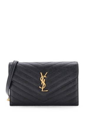 Saint Laurent Pre-Owned Classic Monogram Wallet on Chain Matelasse Chevron Leather Small crossbody bag - Black