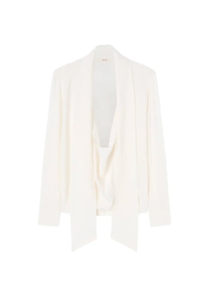 RETORI long-sleeve scarf-detail blouse - White