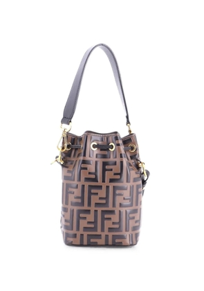 Fendi Pre-Owned Mon Tresor Zucca Embossed Leather Mini bucket bag - Brown
