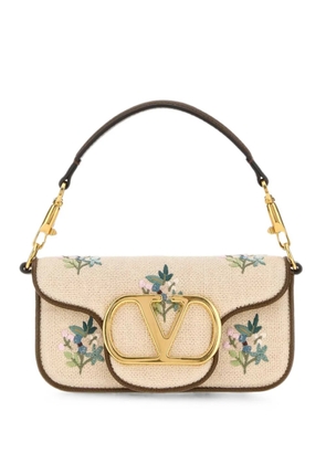Valentino Garavani small Locò floral-embroidered handbag - Neutrals