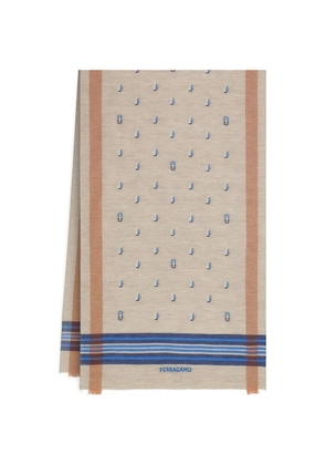 Ferragamo Gancini-print nautical-pattern scarf - Neutrals