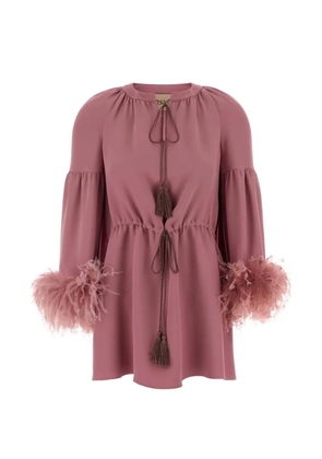 Valentino Garavani feather-trim tassel-detail blouse - Pink