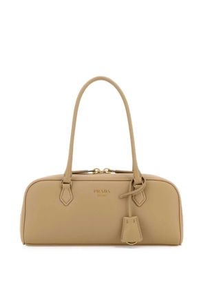 Prada medium logo-lettering leather bag - Neutrals