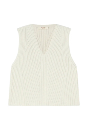 RETORI ribbed-knit V-neck vest - White