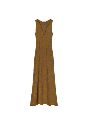 RETORI jacquard-knit net-detail midi dress - Brown