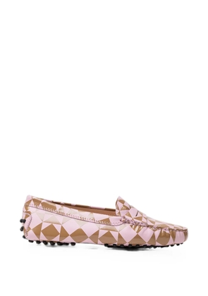 Tod's Gommino geometric-print loafers - Pink