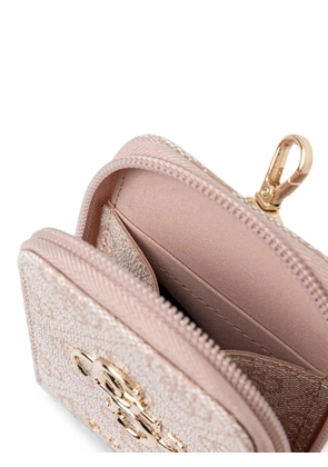 GUESS USA monogram-print zipped case strap - Pink
