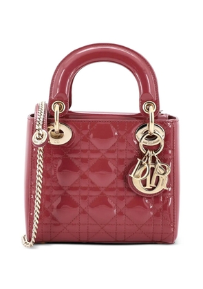 Christian Dior Pre-Owned Lady Dior Chain Bag Cannage Quilt Patent Mini satchel - Pink