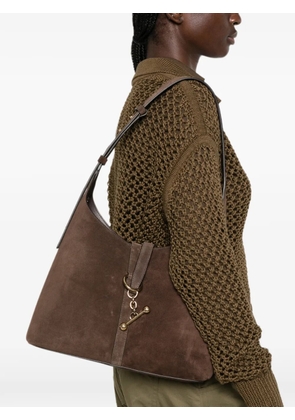 Strathberry bar-detail suede shoulder bag - Brown