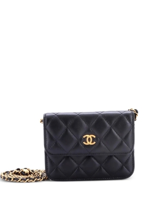 CHANEL Pre-Owned Pearl Crush Flap Clutch with Chain Quilted Lambskin Mini crossbody bag - Black