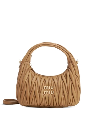 Miu Miu Wander matelassé leather clutch bag - Brown