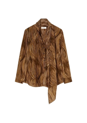 RETORI printed scarf-detail silk blouse - Brown