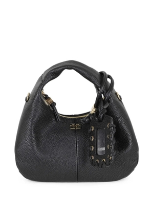 GANNI grained knot-detail shoulder bag - Black
