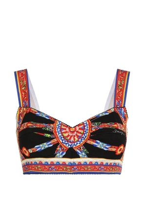 Dolce & Gabbana Carretto-print charmeuse top - Black