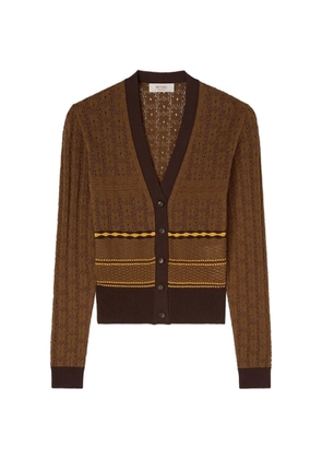 RETORI mix-stitch knit cardigan - Brown