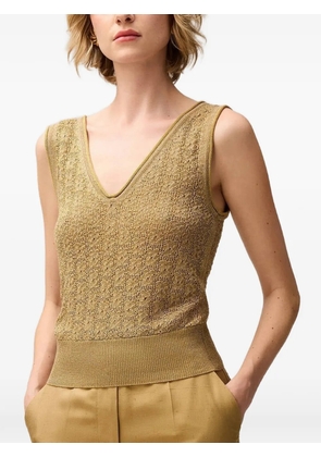 RETORI floral-stitch jacquard-knit top - Gold