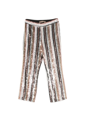 SIMONA CORSELLINI sequin-embellished striped trousers - Silver