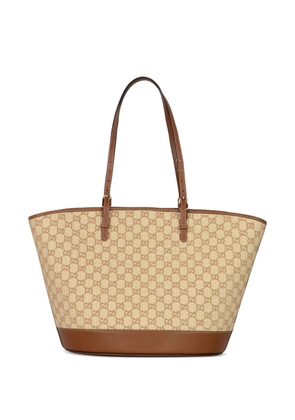 Gucci large velvet GG-motif leather-trim tote bag - Neutrals